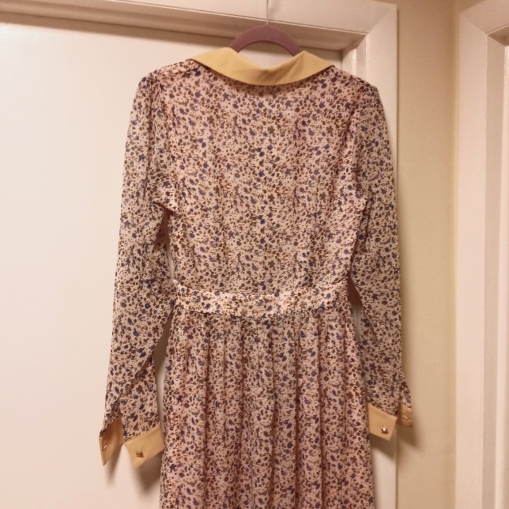 Lucio Women's Dress Floral Long Sleeve button to waist shirt dress sz M - Picture 9 of 12